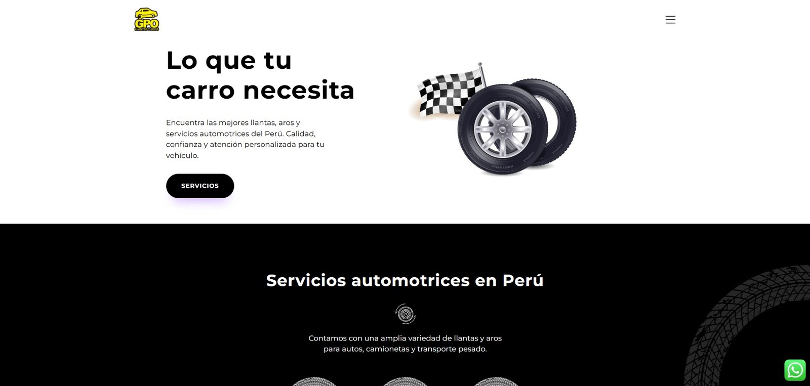 GPO Llantas y Aros Sitio Web — Visual Product